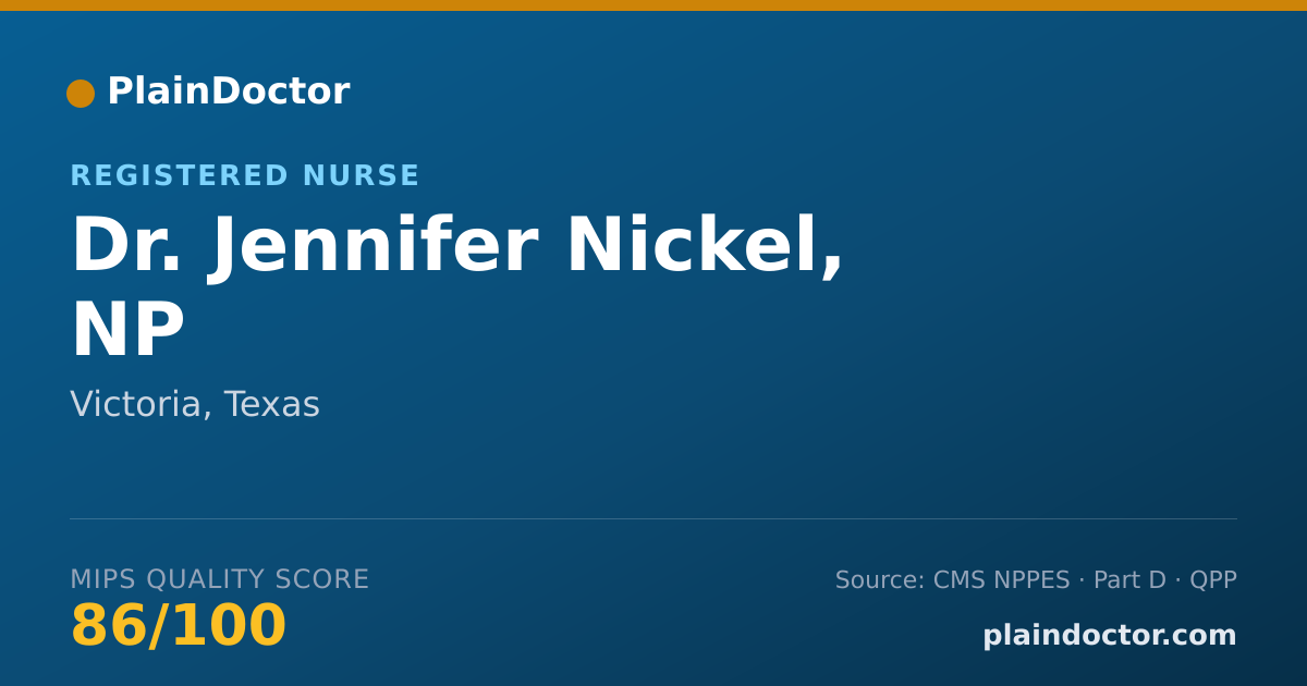 Shareable card for Jennifer Nickel, NP - Registered Nurse, Victoria, TX