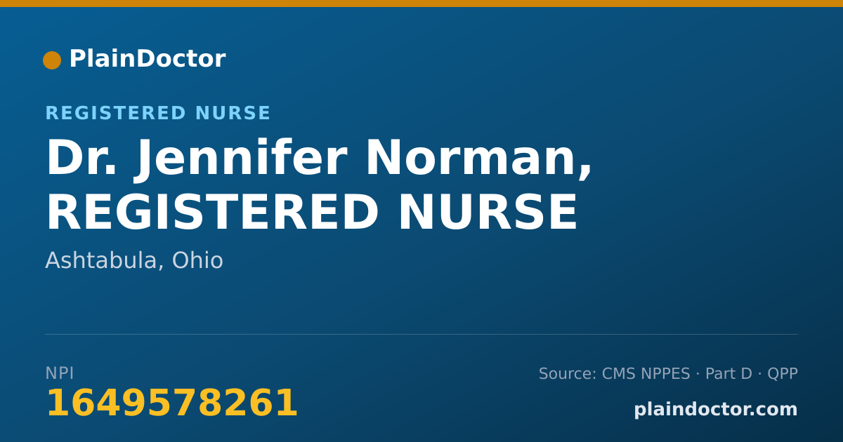 Shareable card for Jennifer Norman, REGISTERED NURSE - Registered Nurse, Ashtabula, OH