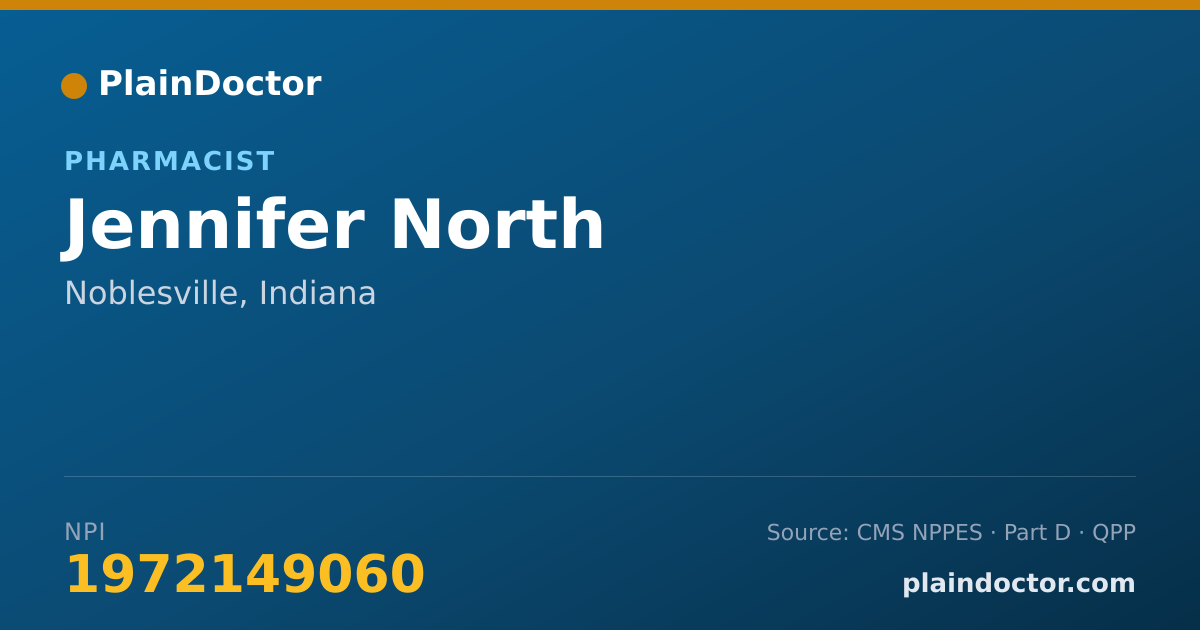 Shareable card for Jennifer North - Pharmacist, Noblesville, IN
