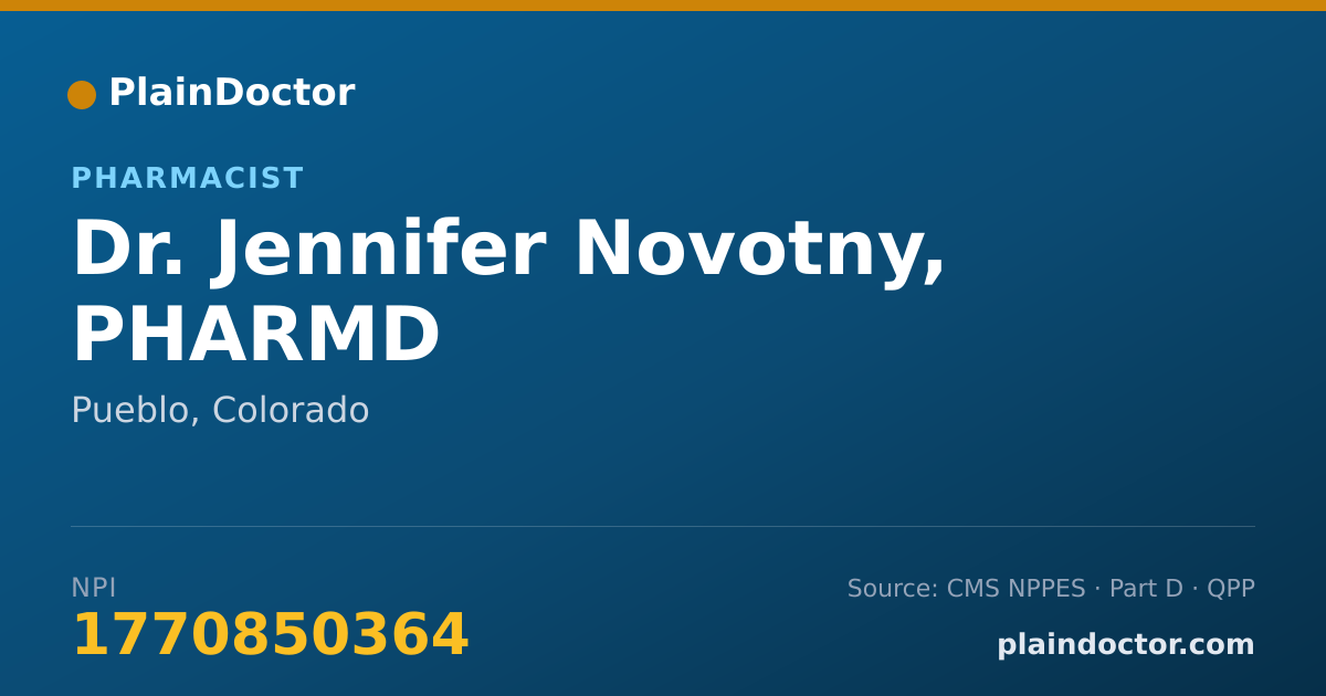 Shareable card for Jennifer Novotny, PHARMD - Pharmacist, Pueblo, CO