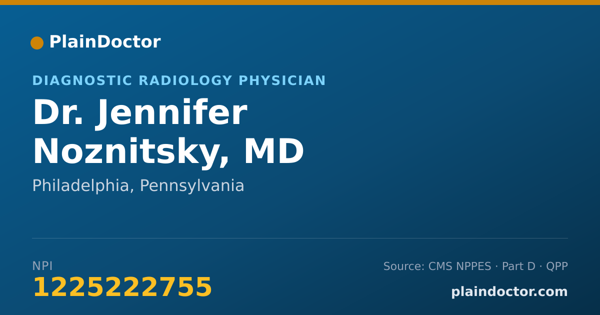 Shareable card for Jennifer Noznitsky, MD - Diagnostic Radiology Physician, Philadelphia, PA