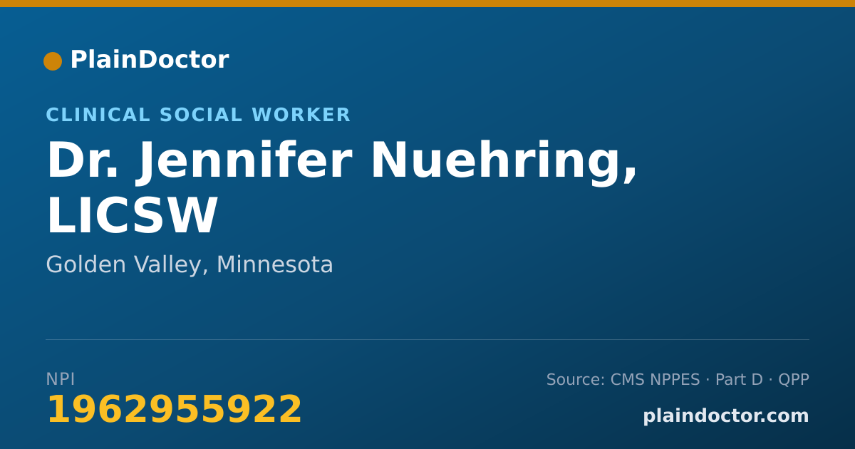 Shareable card for Jennifer Nuehring, LICSW - Clinical Social Worker, Golden Valley, MN