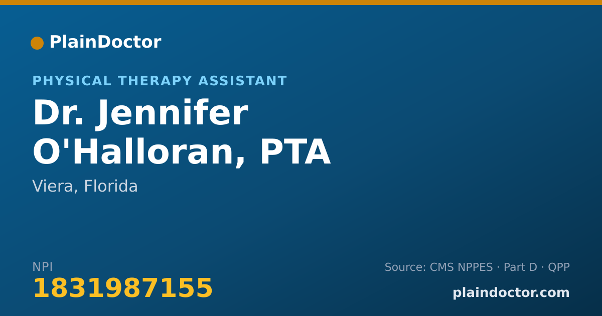 Shareable card for Jennifer O'Halloran, PTA - Physical Therapy Assistant, Viera, FL