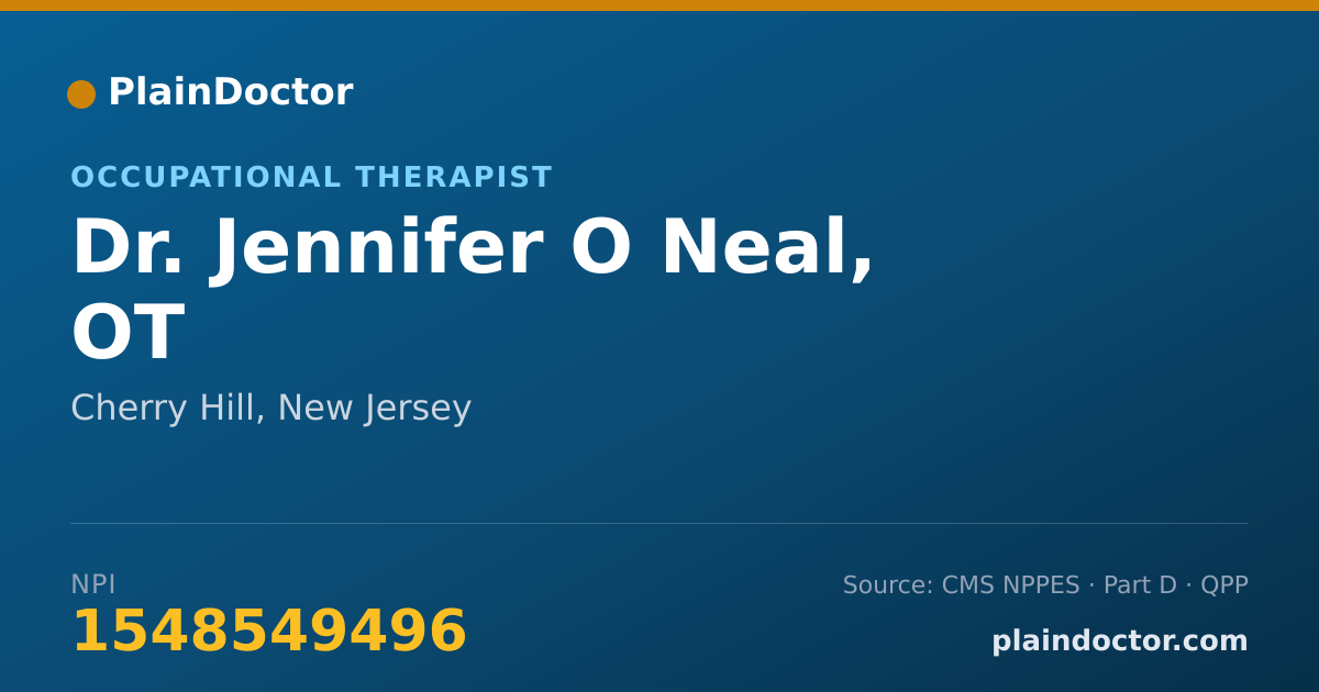 Shareable card for Jennifer O Neal, OT - Occupational Therapist, Cherry Hill, NJ