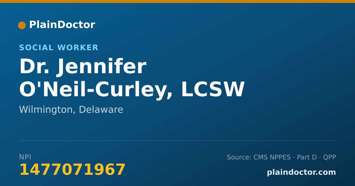 Shareable card for Jennifer O'Neil-Curley, LCSW - Social Worker, Wilmington, DE