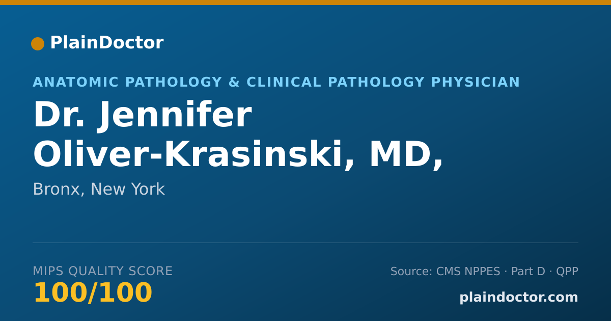 Shareable card for Jennifer Oliver-Krasinski, MD, PHD - Anatomic Pathology & Clinical Pathology Physician, Bronx, NY