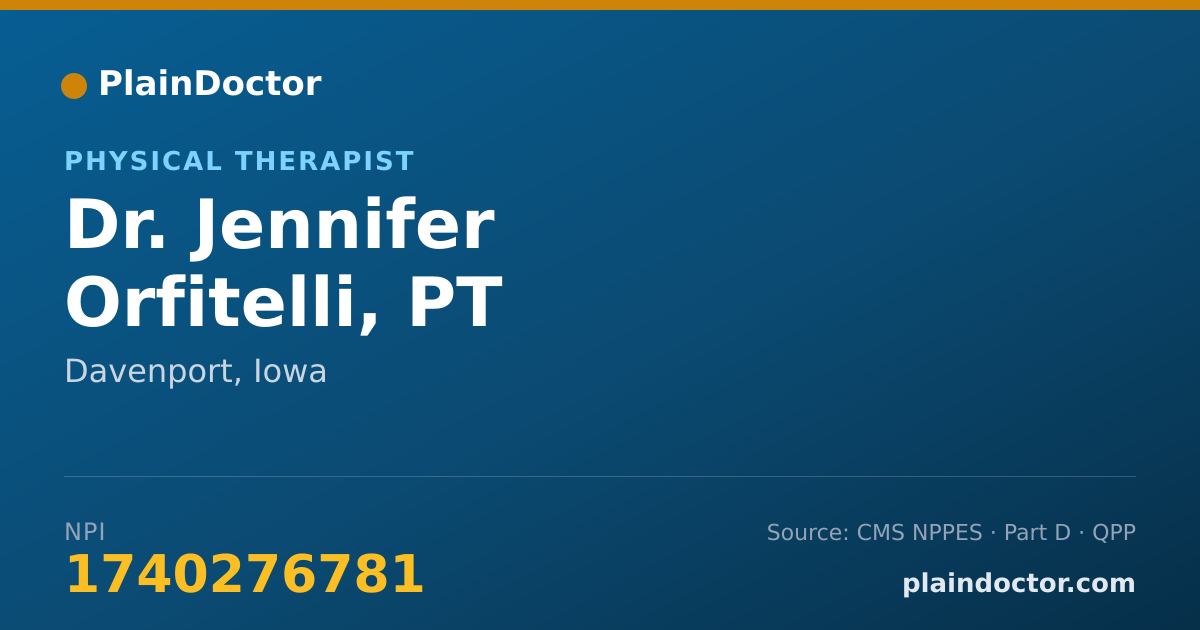 Shareable card for Jennifer Orfitelli, PT - Physical Therapist, Davenport, IA