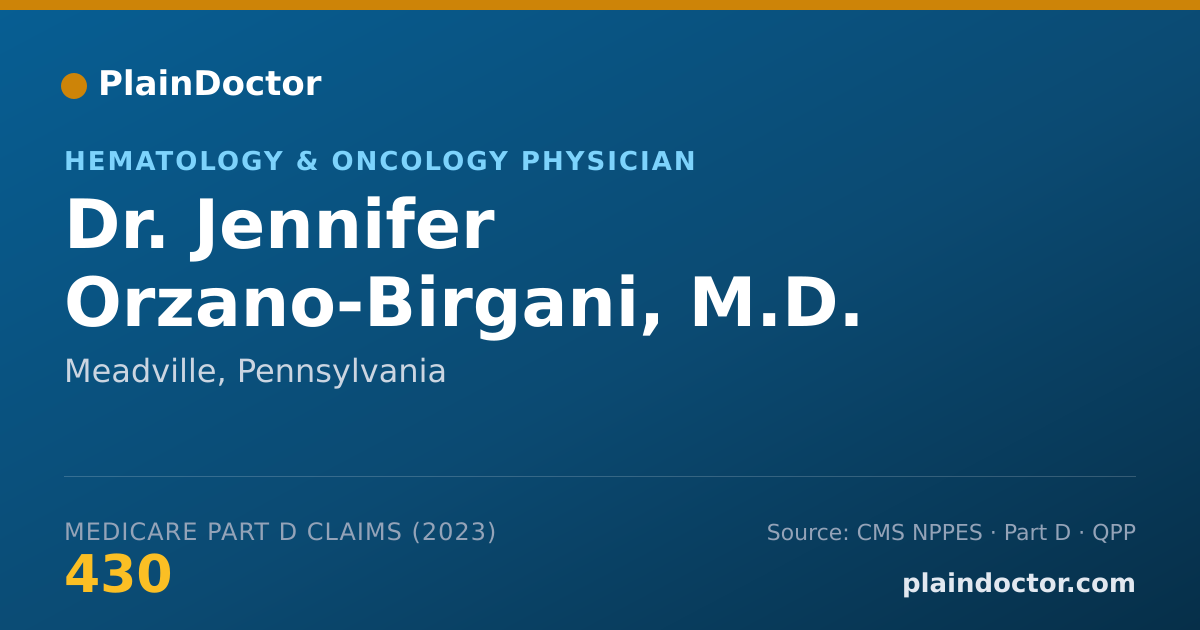 Shareable card for Jennifer Orzano-Birgani, M.D. - Hematology & Oncology Physician, Meadville, PA