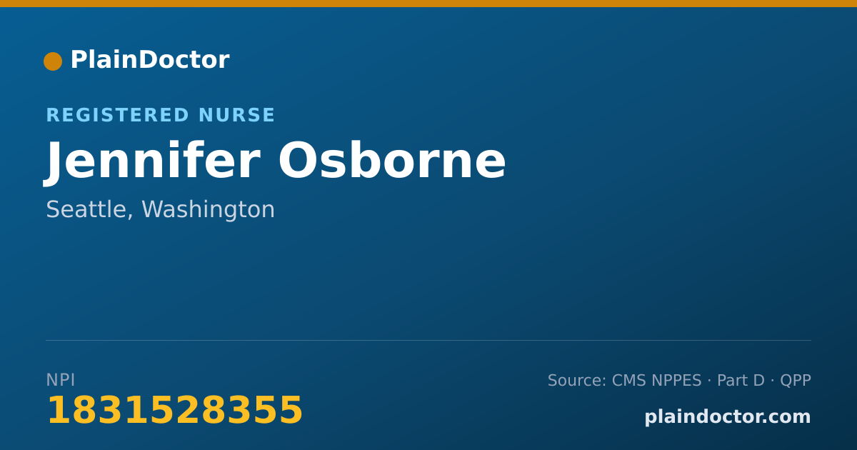 Shareable card for Jennifer Osborne - Registered Nurse, Seattle, WA