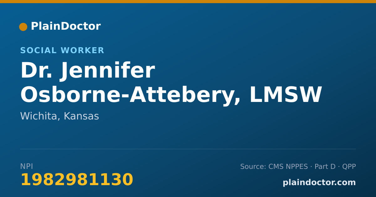Shareable card for Jennifer Osborne-Attebery, LMSW - Social Worker, Wichita, KS