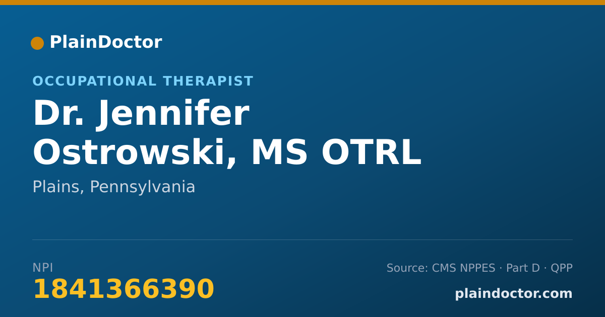 Shareable card for Jennifer Ostrowski, MS OTRL - Occupational Therapist, Plains, PA