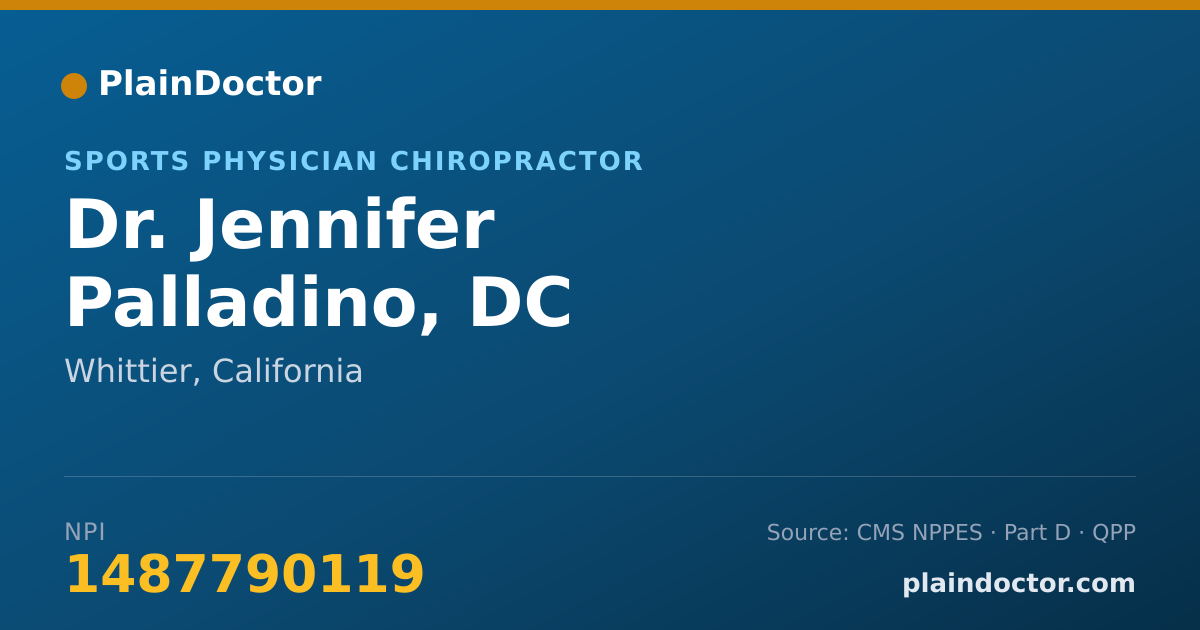 Shareable card for Jennifer Palladino, DC - Sports Physician Chiropractor, Whittier, CA