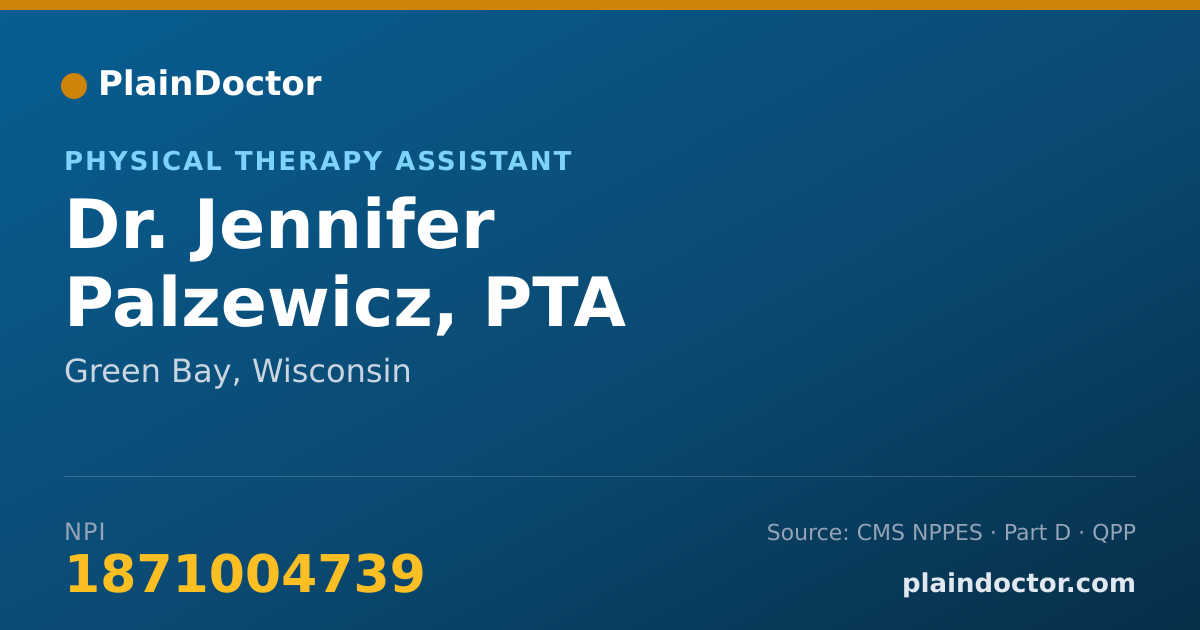 Shareable card for Jennifer Palzewicz, PTA - Physical Therapy Assistant, Green Bay, WI