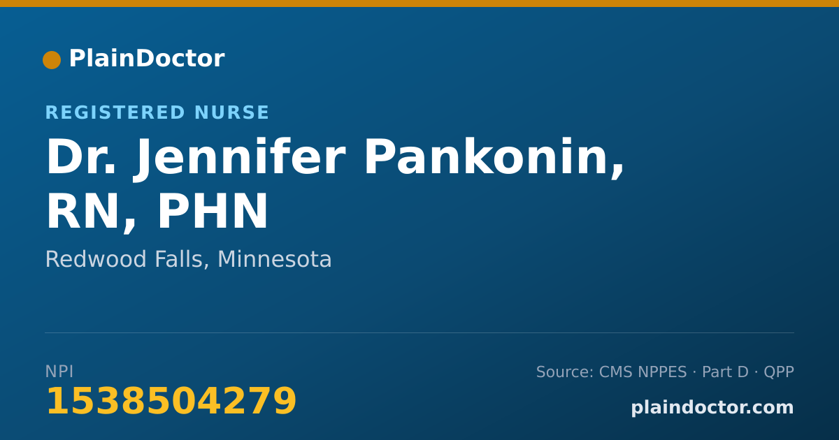 Shareable card for Jennifer Pankonin, RN, PHN - Registered Nurse, Redwood Falls, MN