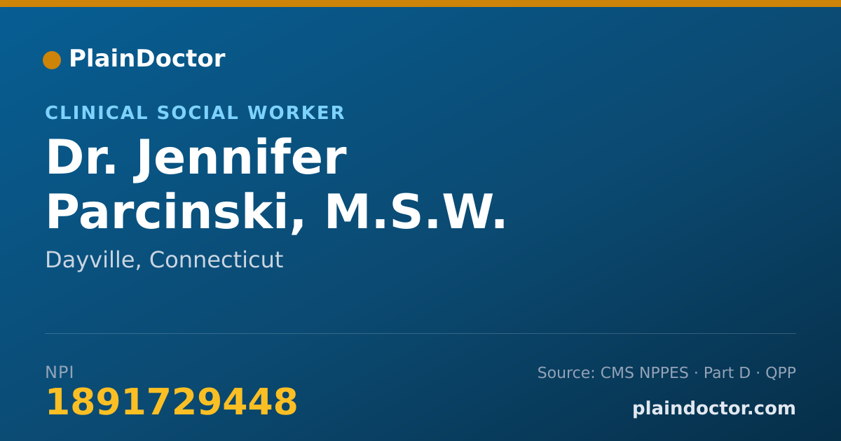Shareable card for Jennifer Parcinski, M.S.W. - Clinical Social Worker, Dayville, CT