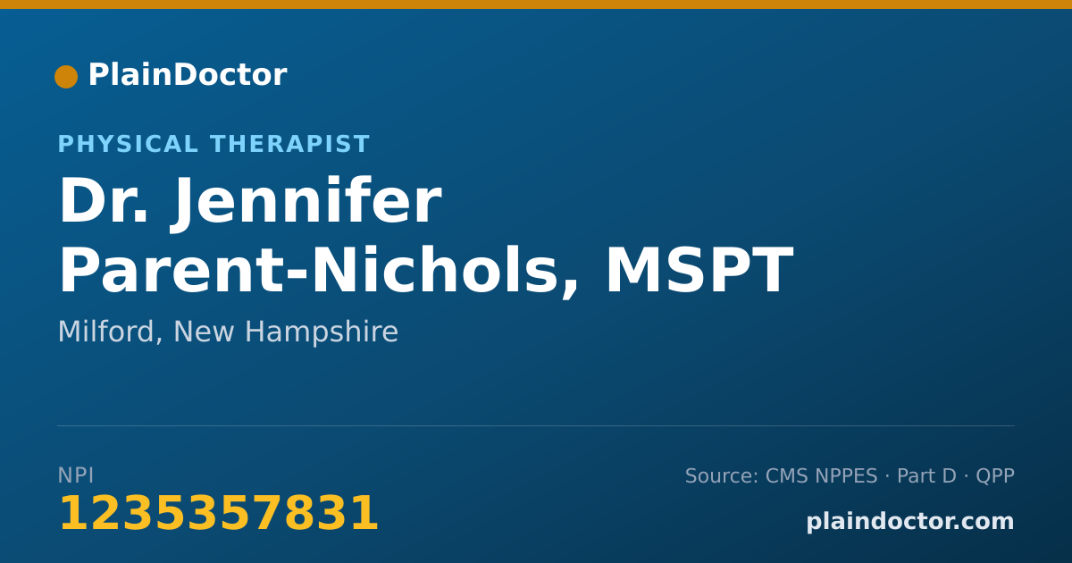 Shareable card for Jennifer Parent-Nichols, MSPT - Physical Therapist, Milford, NH