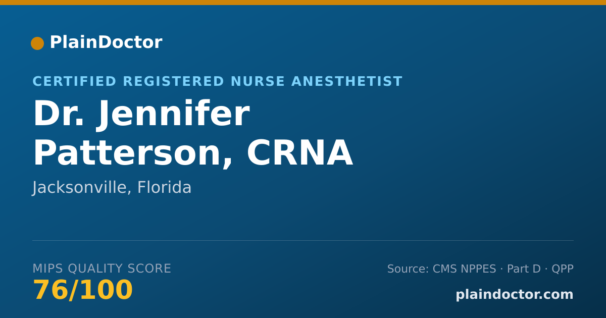 Shareable card for Jennifer Patterson, CRNA - Certified Registered Nurse Anesthetist, Jacksonville, FL