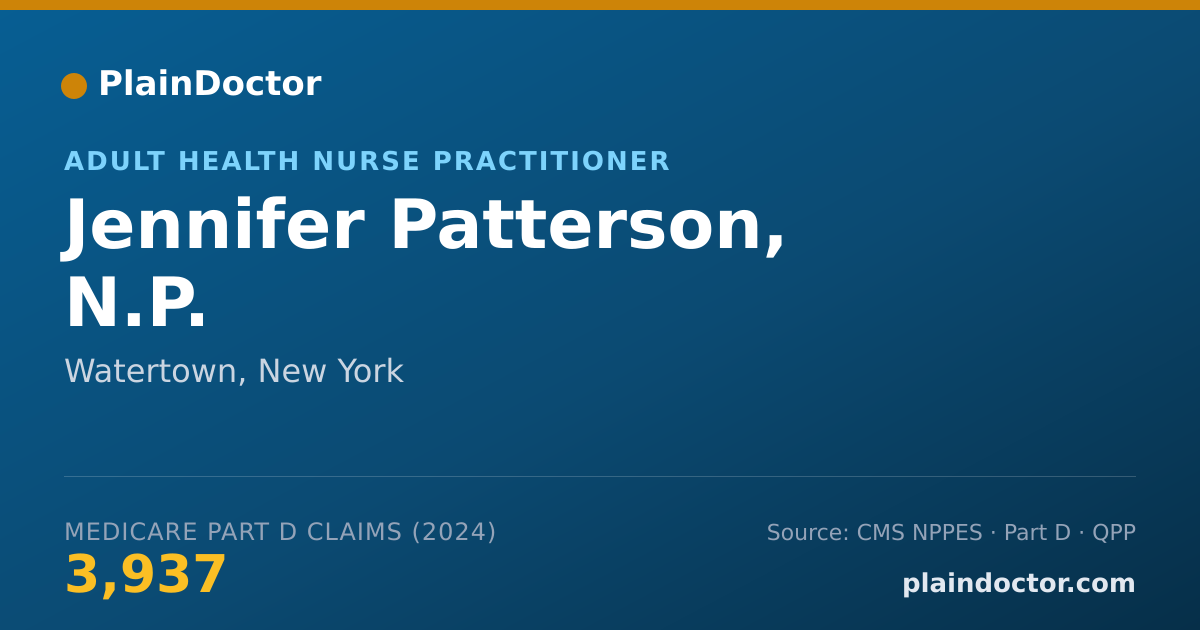 Shareable card for Jennifer Patterson, N.P. - Adult Health Nurse Practitioner, Watertown, NY