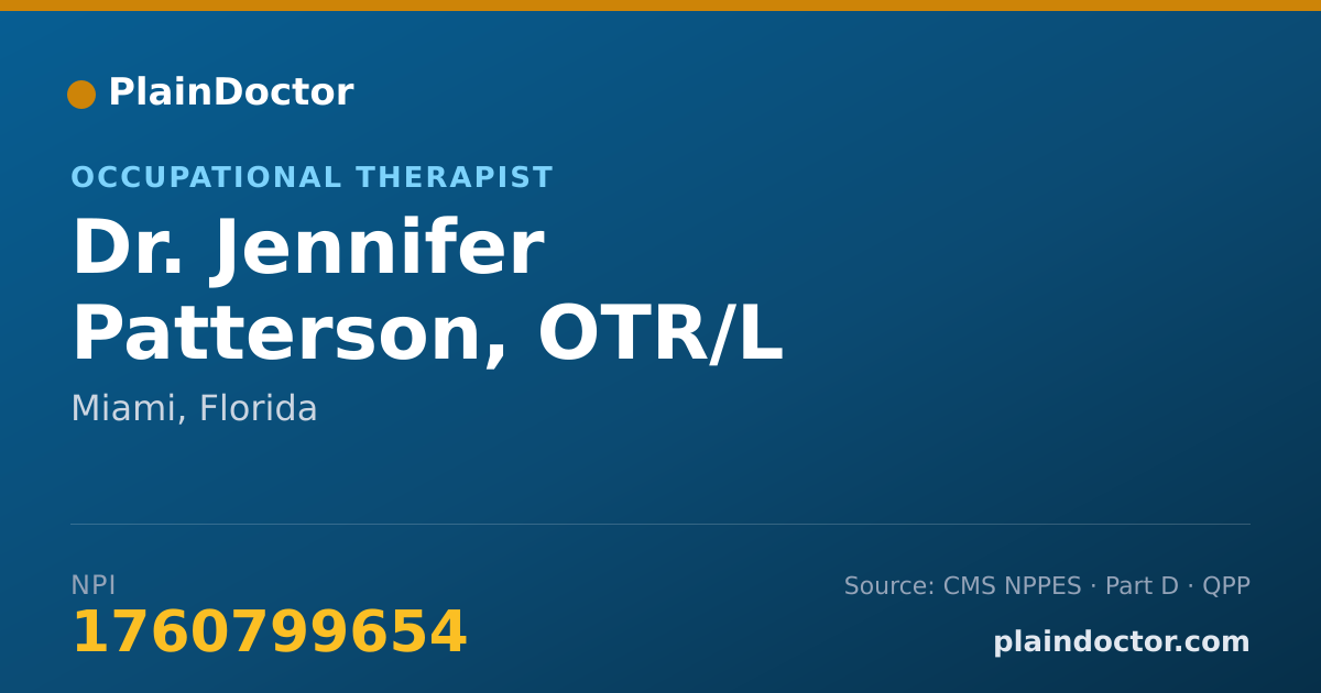 Shareable card for Jennifer Patterson, OTR/L - Occupational Therapist, Miami, FL