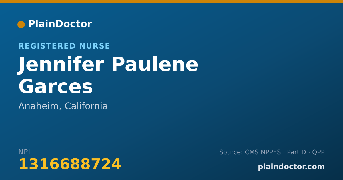Shareable card for Jennifer Paulene Garces - Registered Nurse, Anaheim, CA