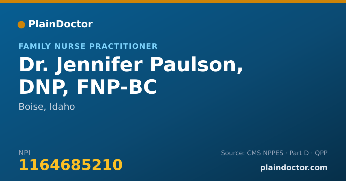 Shareable card for Jennifer Paulson, DNP, FNP-BC - Family Nurse Practitioner, Boise, ID