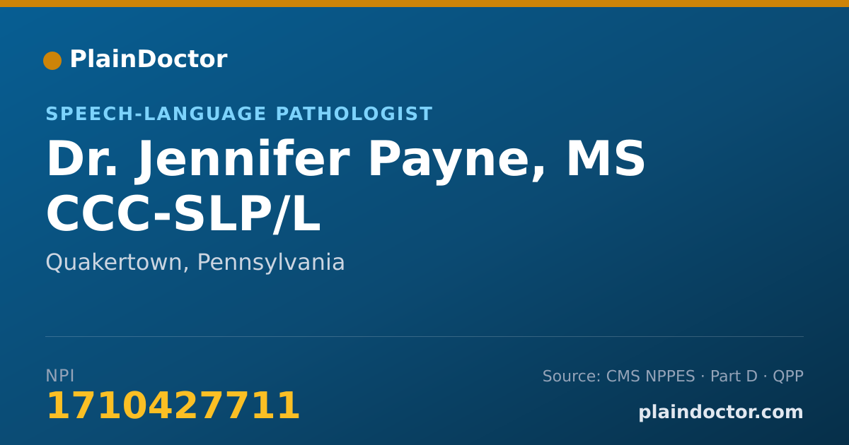 Shareable card for Jennifer Payne, MS CCC-SLP/L - Speech-Language Pathologist, Quakertown, PA