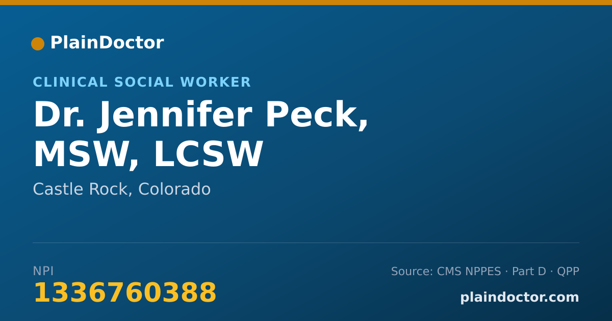 Shareable card for Jennifer Peck, MSW, LCSW - Clinical Social Worker, Castle Rock, CO