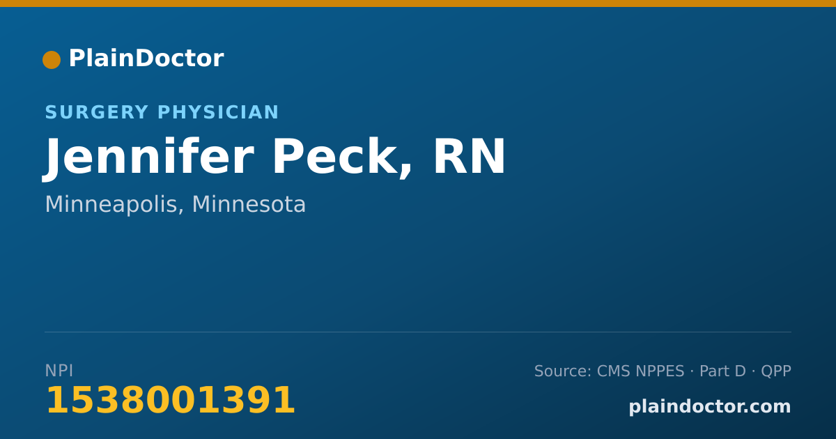 Shareable card for Jennifer Peck, RN - Surgery Physician, Minneapolis, MN