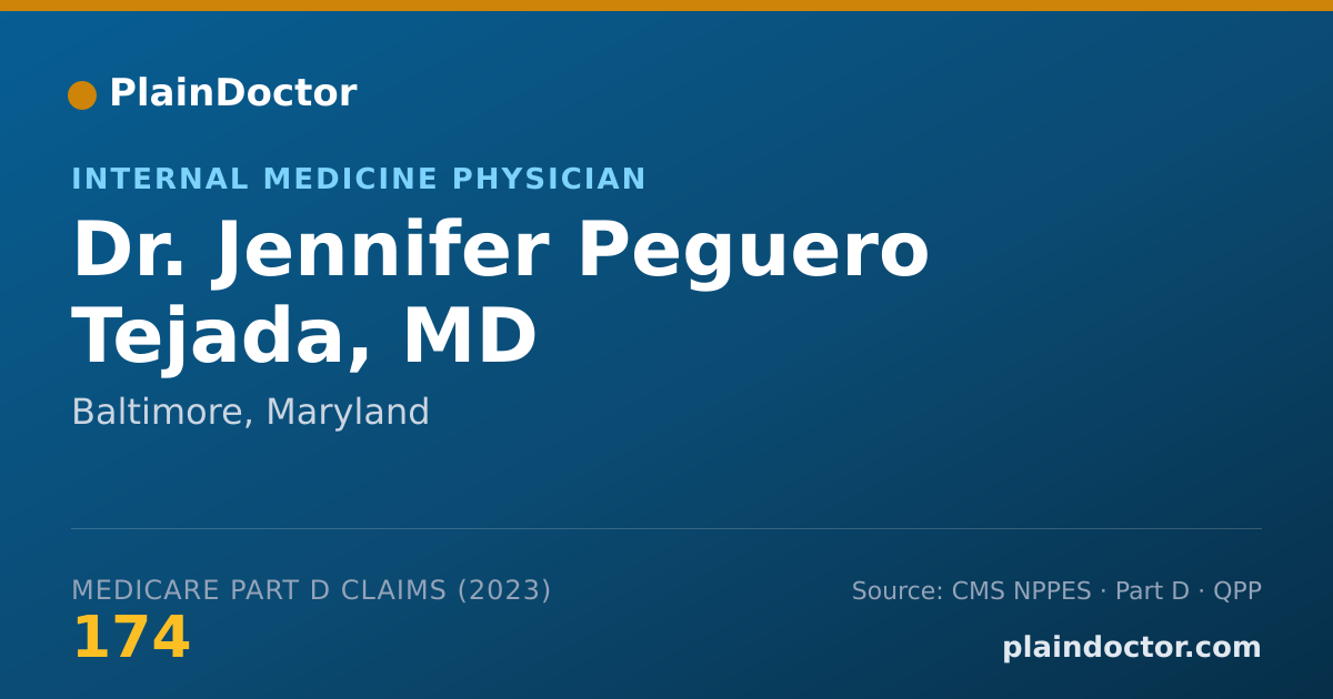 Shareable card for Jennifer Peguero Tejada, MD - Internal Medicine Physician, Baltimore, MD