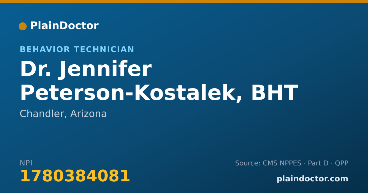 Shareable card for Jennifer Peterson-Kostalek, BHT - Behavior Technician, Chandler, AZ
