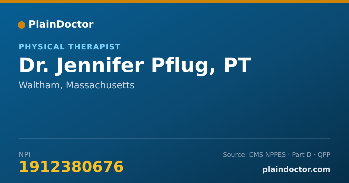 Shareable card for Jennifer Pflug, PT - Physical Therapist, Waltham, MA