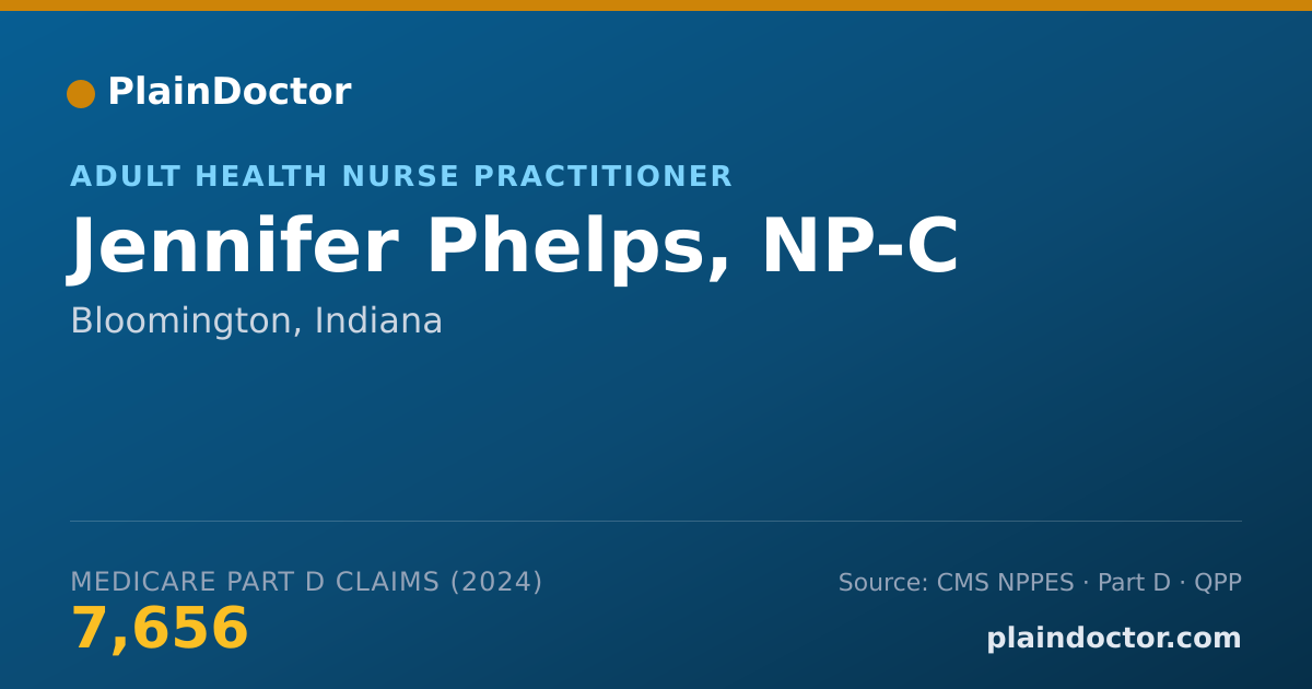 Shareable card for Jennifer Phelps, NP-C - Adult Health Nurse Practitioner, Bloomington, IN