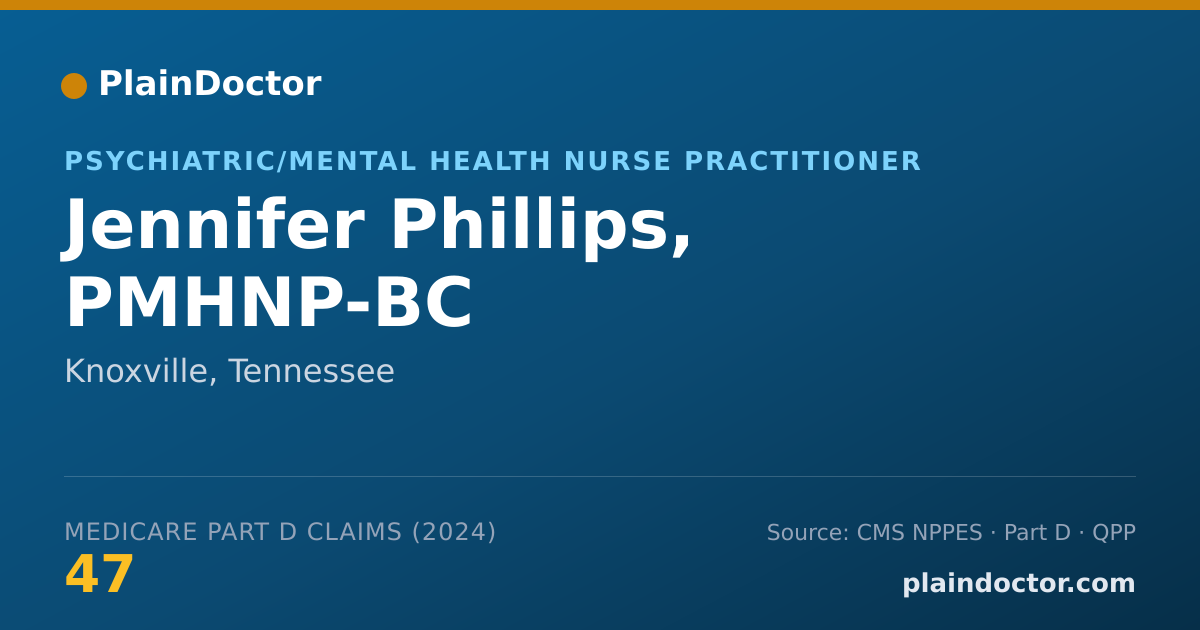 Shareable card for Jennifer Phillips, PMHNP-BC - Psychiatric/Mental Health Nurse Practitioner, Knoxville, TN