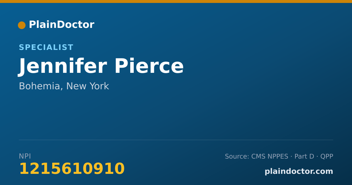 Shareable card for Jennifer Pierce - Specialist, Bohemia, NY
