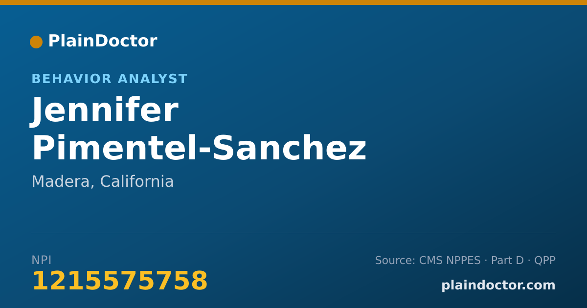 Shareable card for Jennifer Pimentel-Sanchez - Behavior Analyst, Madera, CA