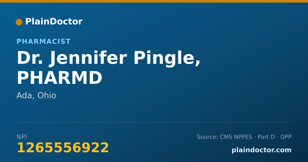 Shareable card for Jennifer Pingle, PHARMD - Pharmacist, Ada, OH