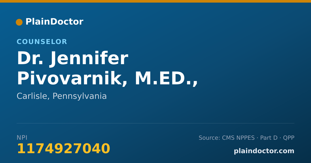 Shareable card for Jennifer Pivovarnik, M.ED., LPC, NCC - Counselor, Carlisle, PA