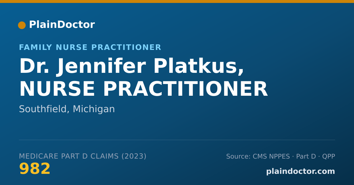 Shareable card for Jennifer Platkus, NURSE PRACTITIONER - Family Nurse Practitioner, Southfield, MI