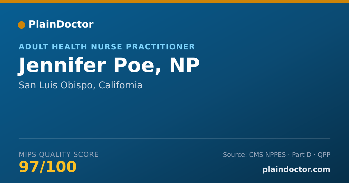 Shareable card for Jennifer Poe, NP - Adult Health Nurse Practitioner, San Luis Obispo, CA