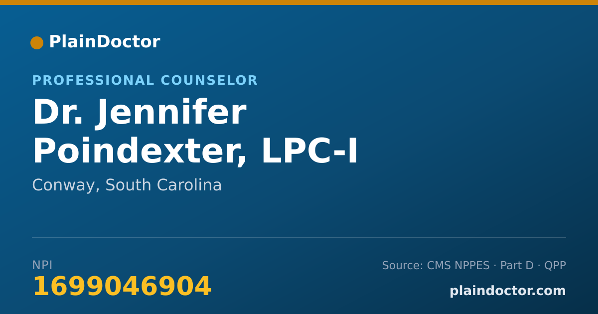 Shareable card for Jennifer Poindexter, LPC-I - Professional Counselor, Conway, SC