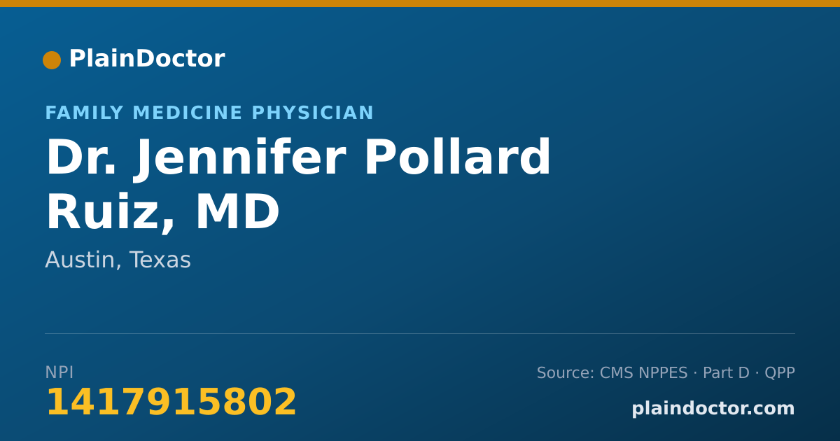 Shareable card for Jennifer Pollard Ruiz, MD - Family Medicine Physician, Austin, TX