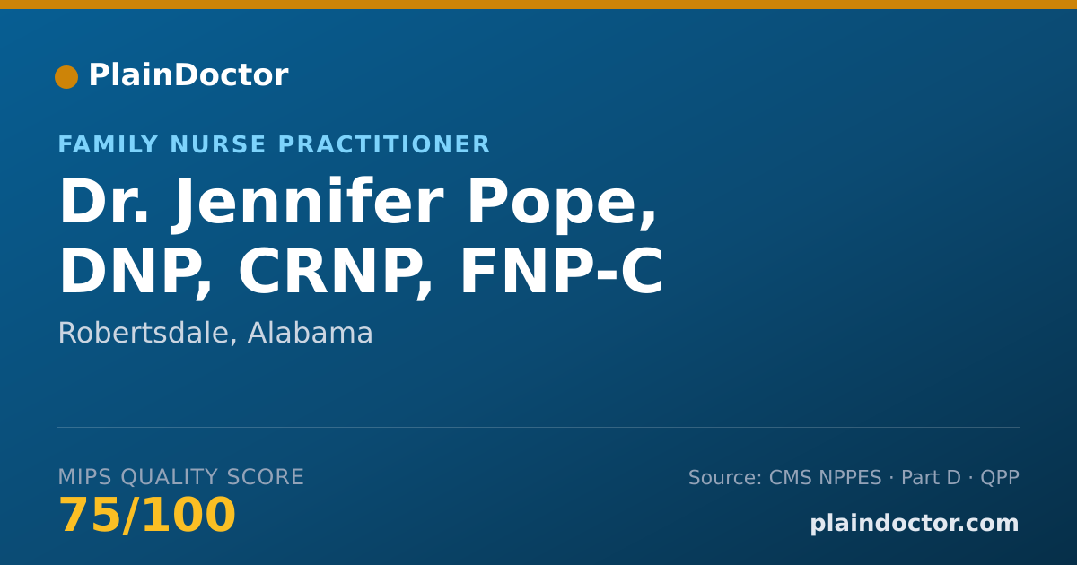 Shareable card for Jennifer Pope, DNP, CRNP, FNP-C - Family Nurse Practitioner, Robertsdale, AL