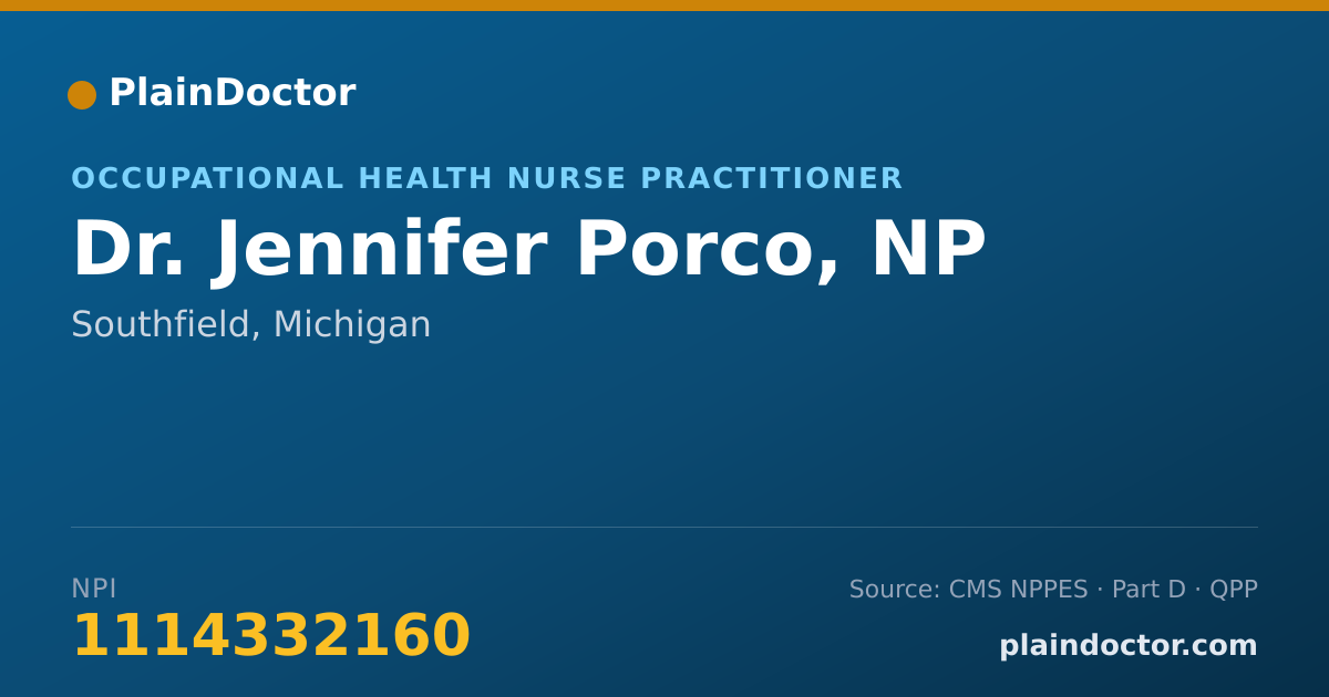 Shareable card for Jennifer Porco, NP - Occupational Health Nurse Practitioner, Southfield, MI