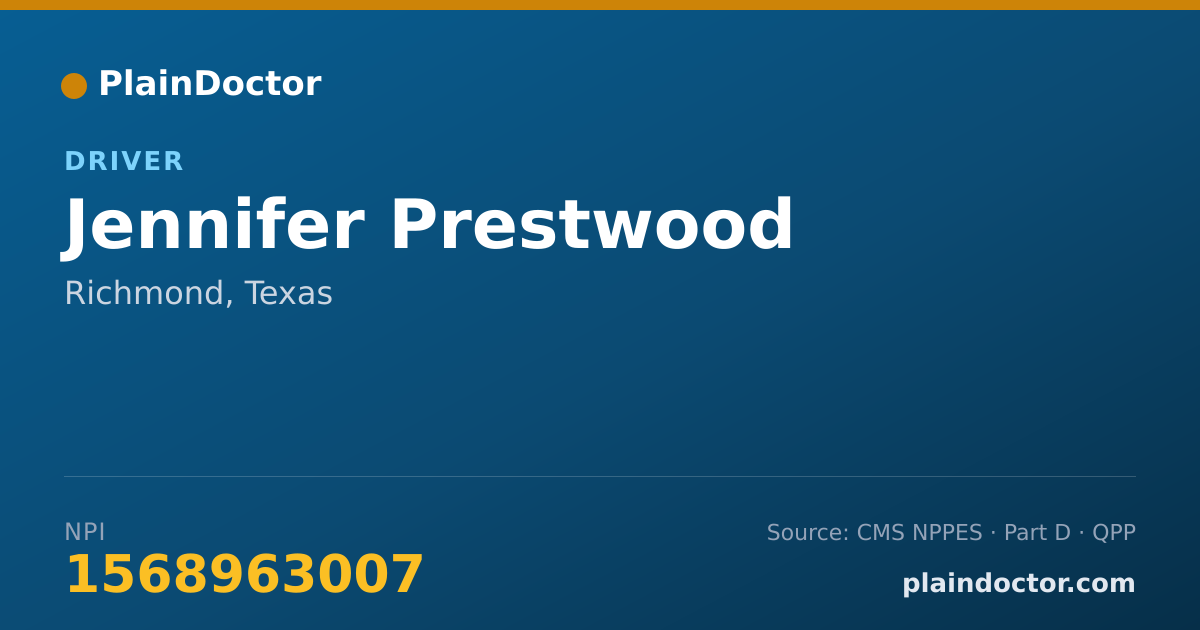 Shareable card for Jennifer Prestwood - Driver, Richmond, TX
