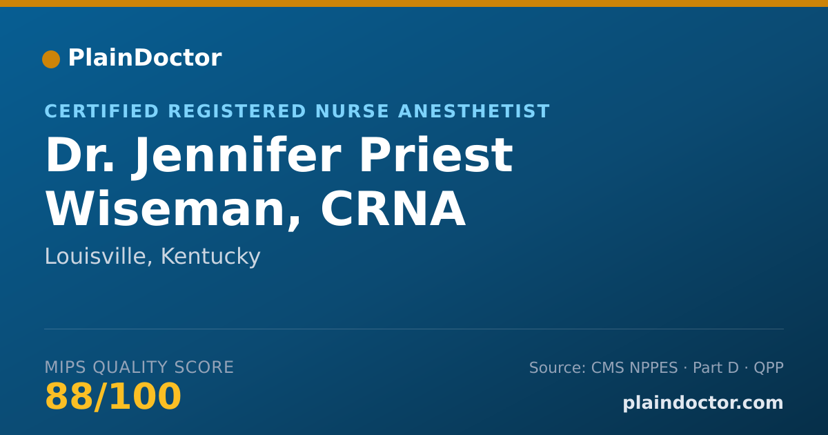 Shareable card for Jennifer Priest Wiseman, CRNA - Certified Registered Nurse Anesthetist, Louisville, KY
