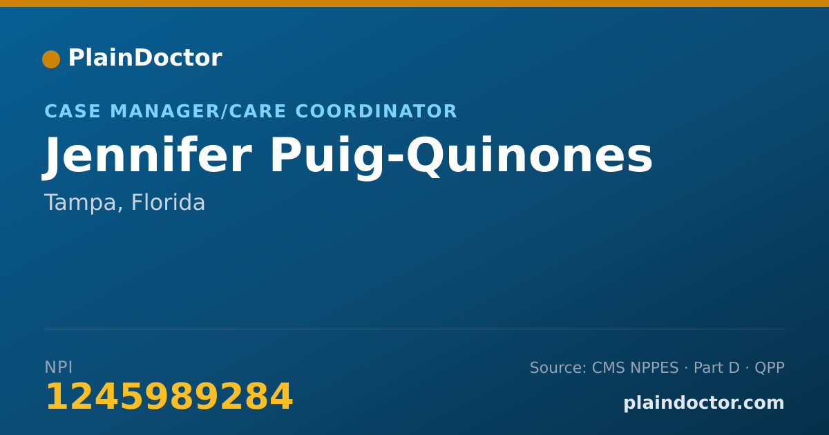 Shareable card for Jennifer Puig-Quinones - Case Manager/Care Coordinator, Tampa, FL