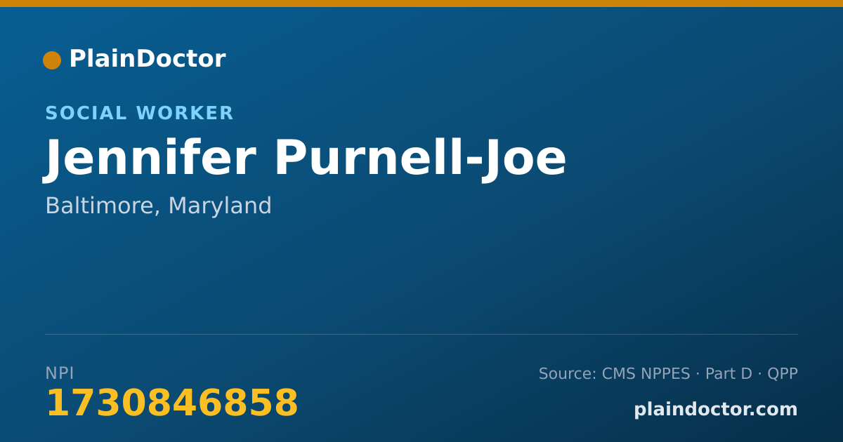 Shareable card for Jennifer Purnell-Joe - Social Worker, Baltimore, MD