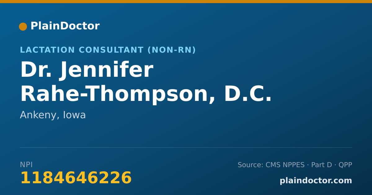 Shareable card for Jennifer Rahe-Thompson, D.C. - Lactation Consultant (Non-RN), Ankeny, IA