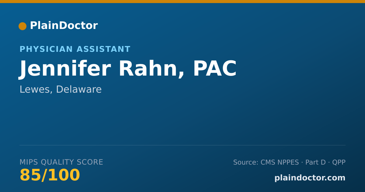 Shareable card for Jennifer Rahn, PAC - Physician Assistant, Lewes, DE