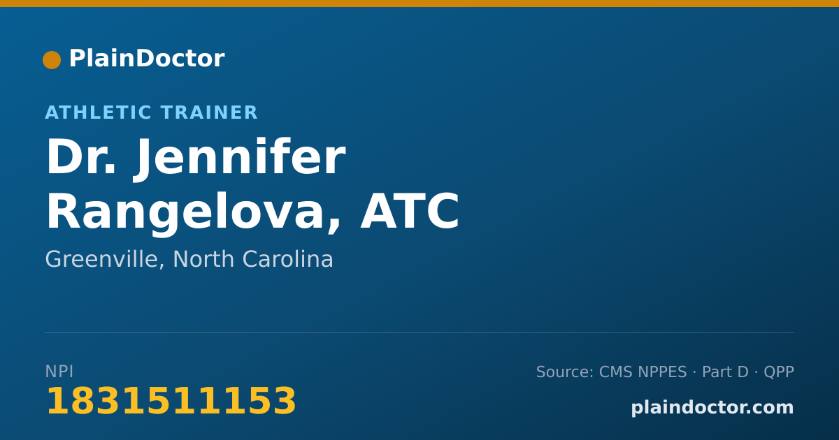 Shareable card for Jennifer Rangelova, ATC - Athletic Trainer, Greenville, NC